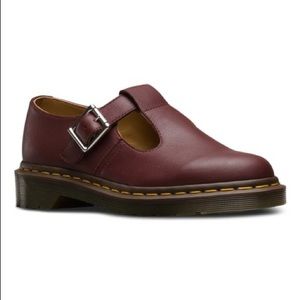 Dr Martens Cherry Red Polley Leather Mary Janes